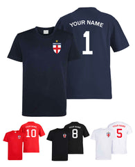 Personalised England Flag Badge Football Shirt Kids Custom Name Number T-Shirt