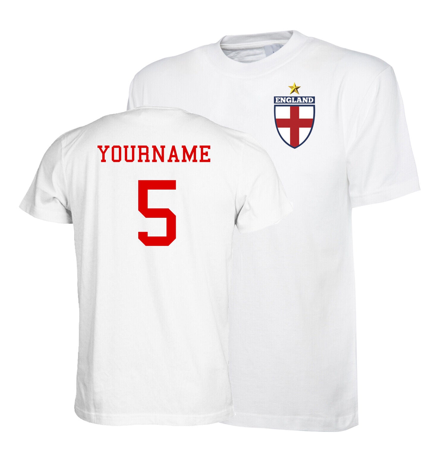 Personalised England Flag Badge Football Shirt Kids with Your Name Number